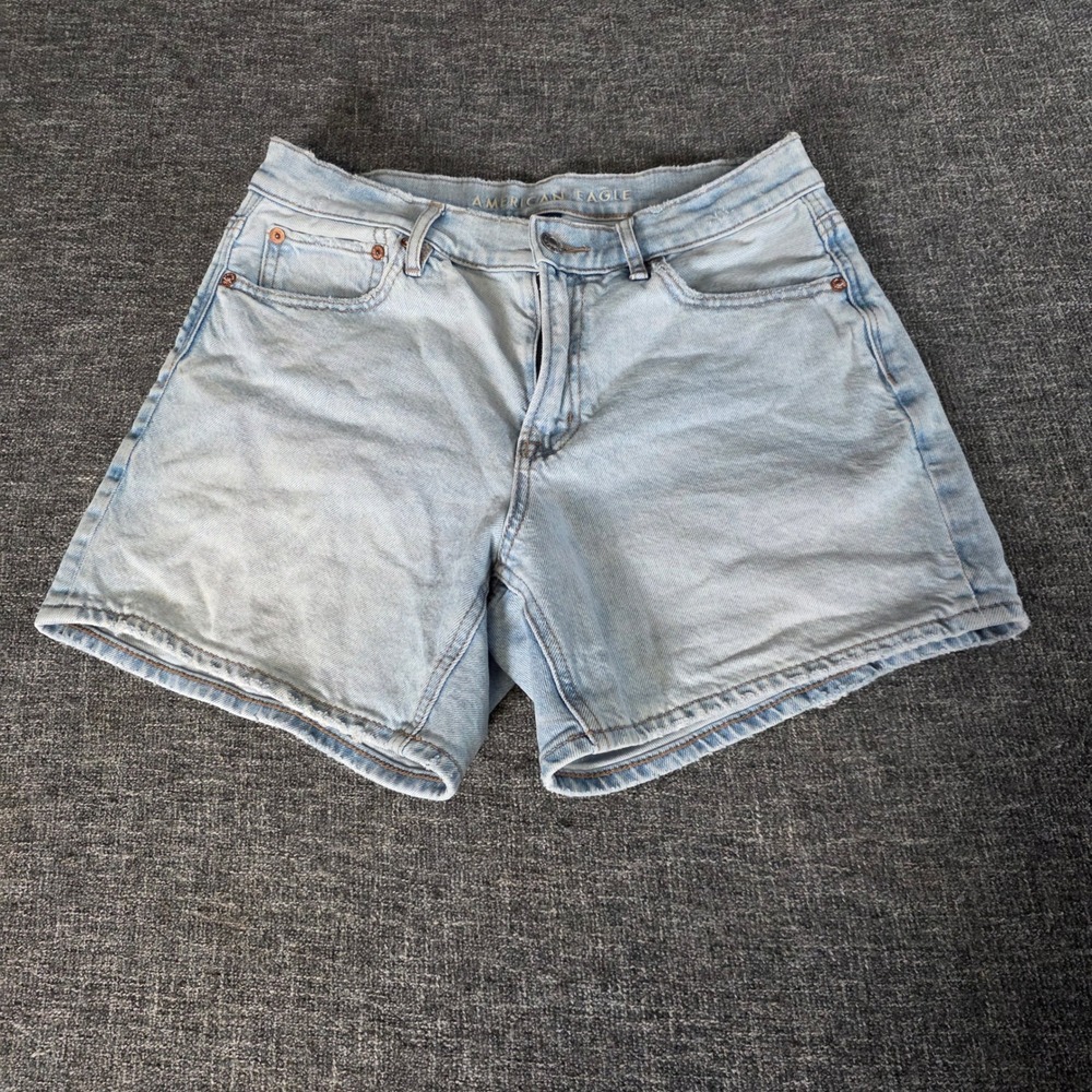 American Eagle Strigid Denim Shorts Womens 4 Light Wash Blue Frayed Hem